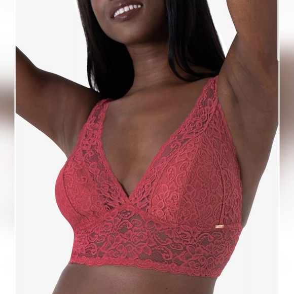 DORINA Red Lace Bra, Wireless Size L - Picture 1 of 12